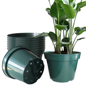 RooTrimmer 10-inch green planter top view, durable for outdoor planting.