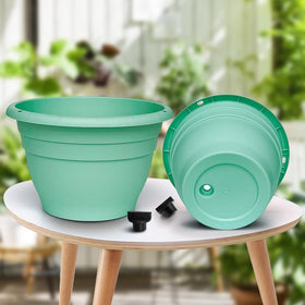 RooTrimmer 10-inch pot showing top holes for hanging baskets.