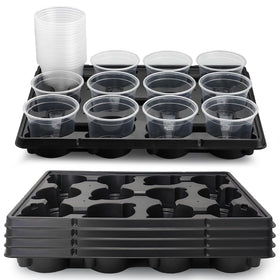 RooTrimmer 12-cell tray with 4-inch pots for organized seed starting and transport.