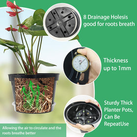 RooTrimmer 12-pack black plastic pots for versatile indoor and outdoor use.