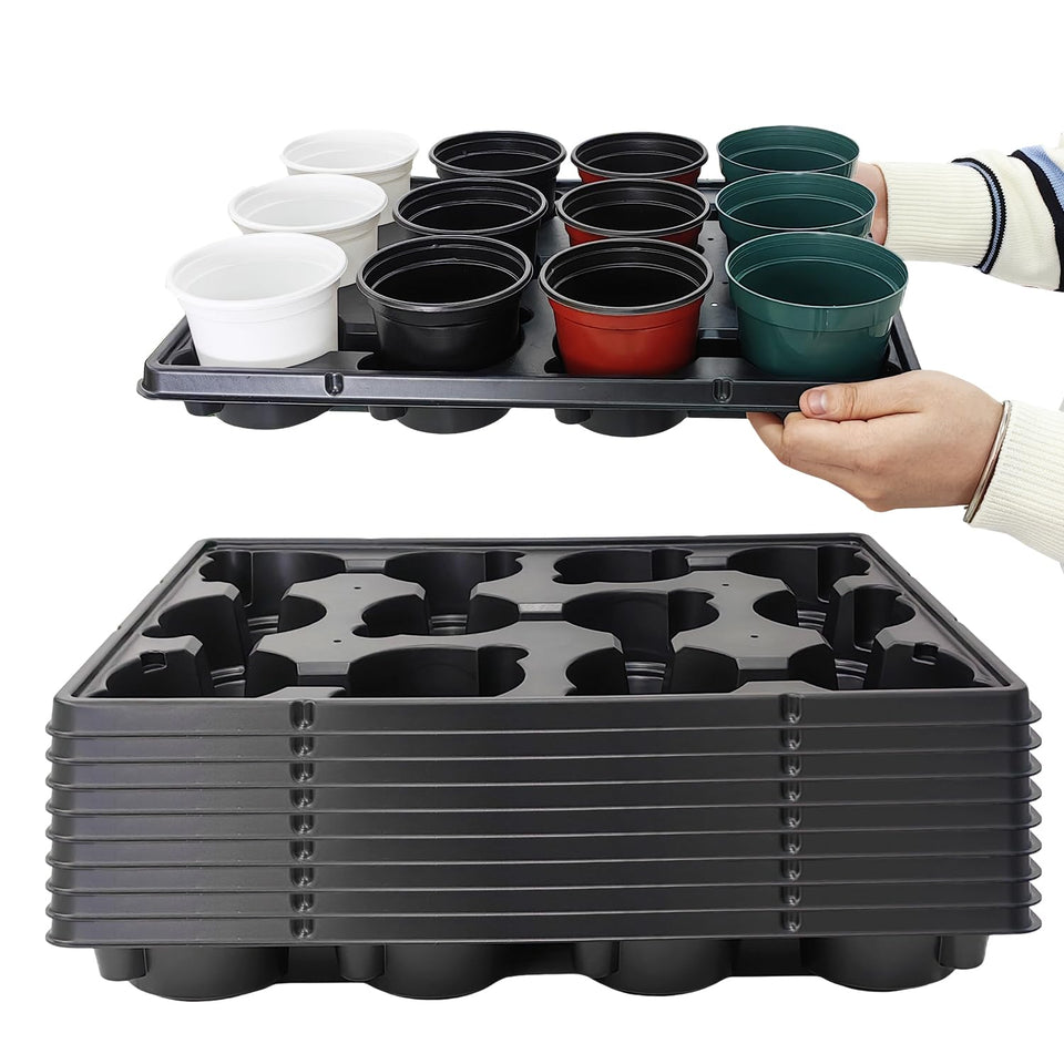 RooTrimmer 12-cell tray organizing 4-inch pots for seedlings efficiently
