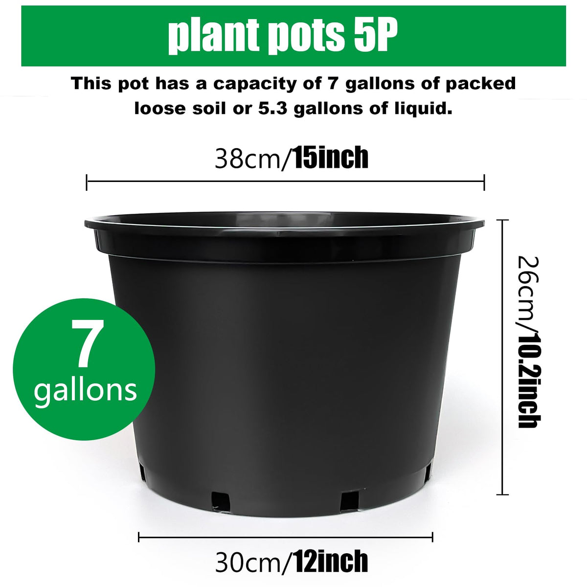 RooTrimmer 15-inch plastic pots provide ample room for various plant types.