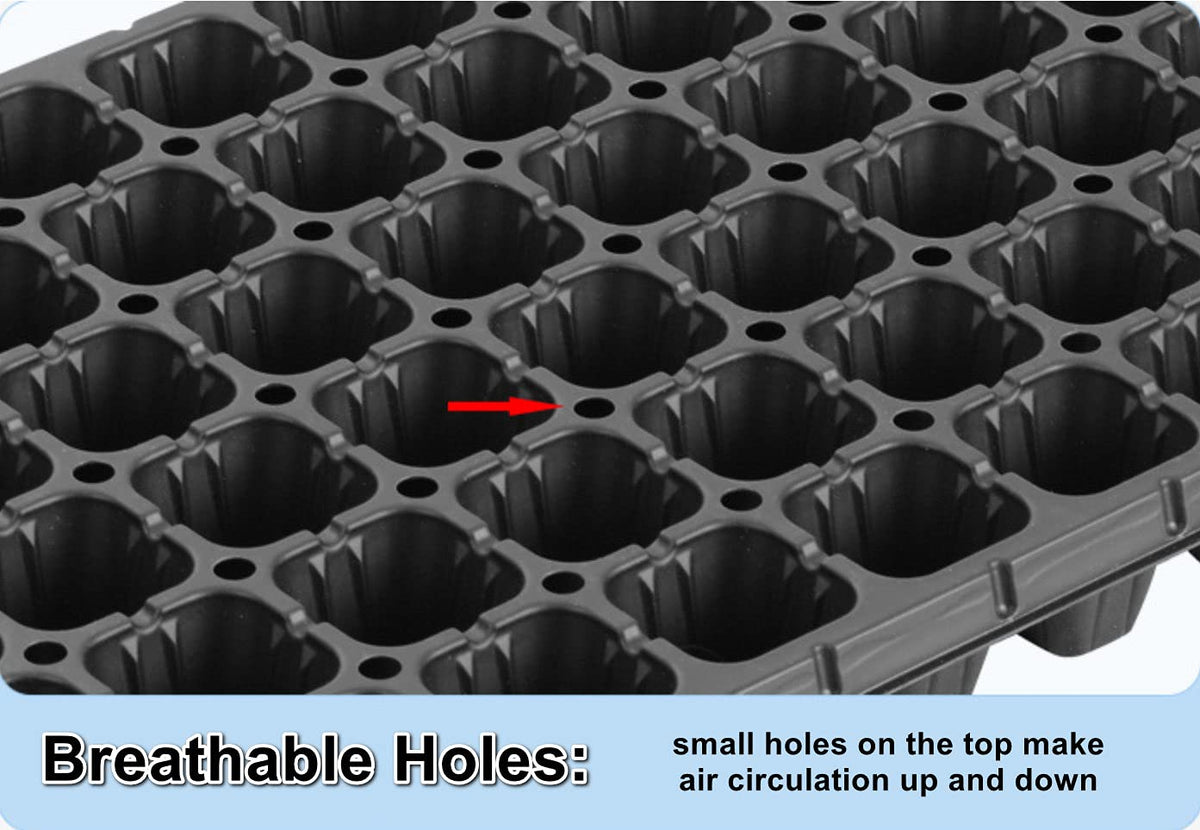 RooTrimmer 200-cell tray close-up showing drainage holes for air flow.