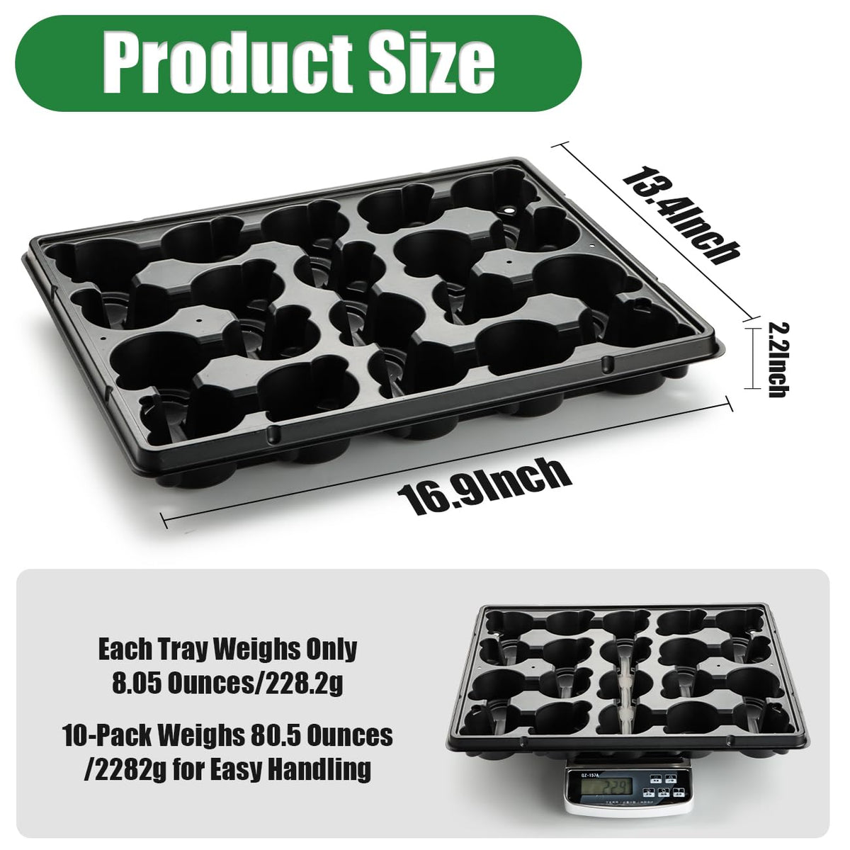 RooTrimmer 20-cell tray securely fits 3.15-inch pots for clean setups.