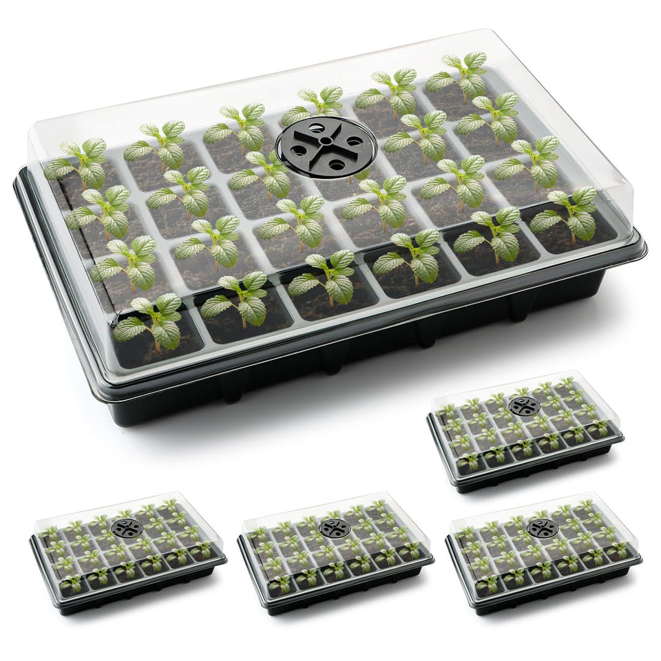 RooTrimmer 24XL seed starter tray with dome improves germination visibility.