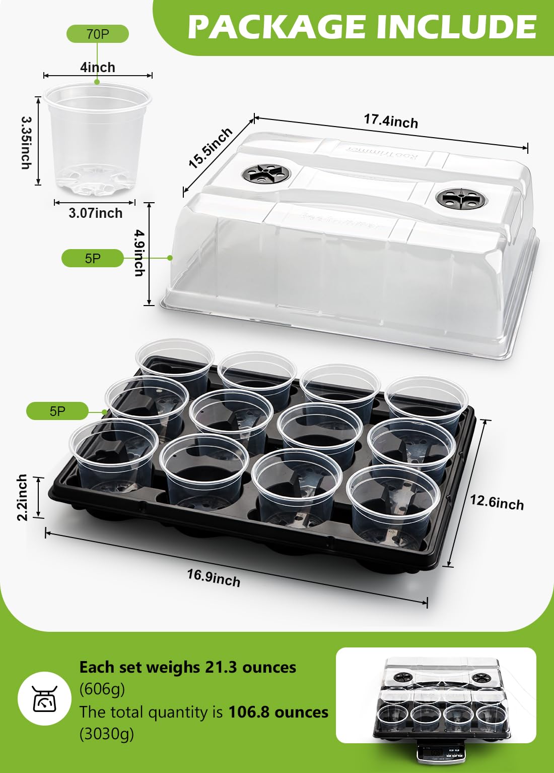 RooTrimmer 4-inch clear pots provide stable support and easy root visibility for seedlings