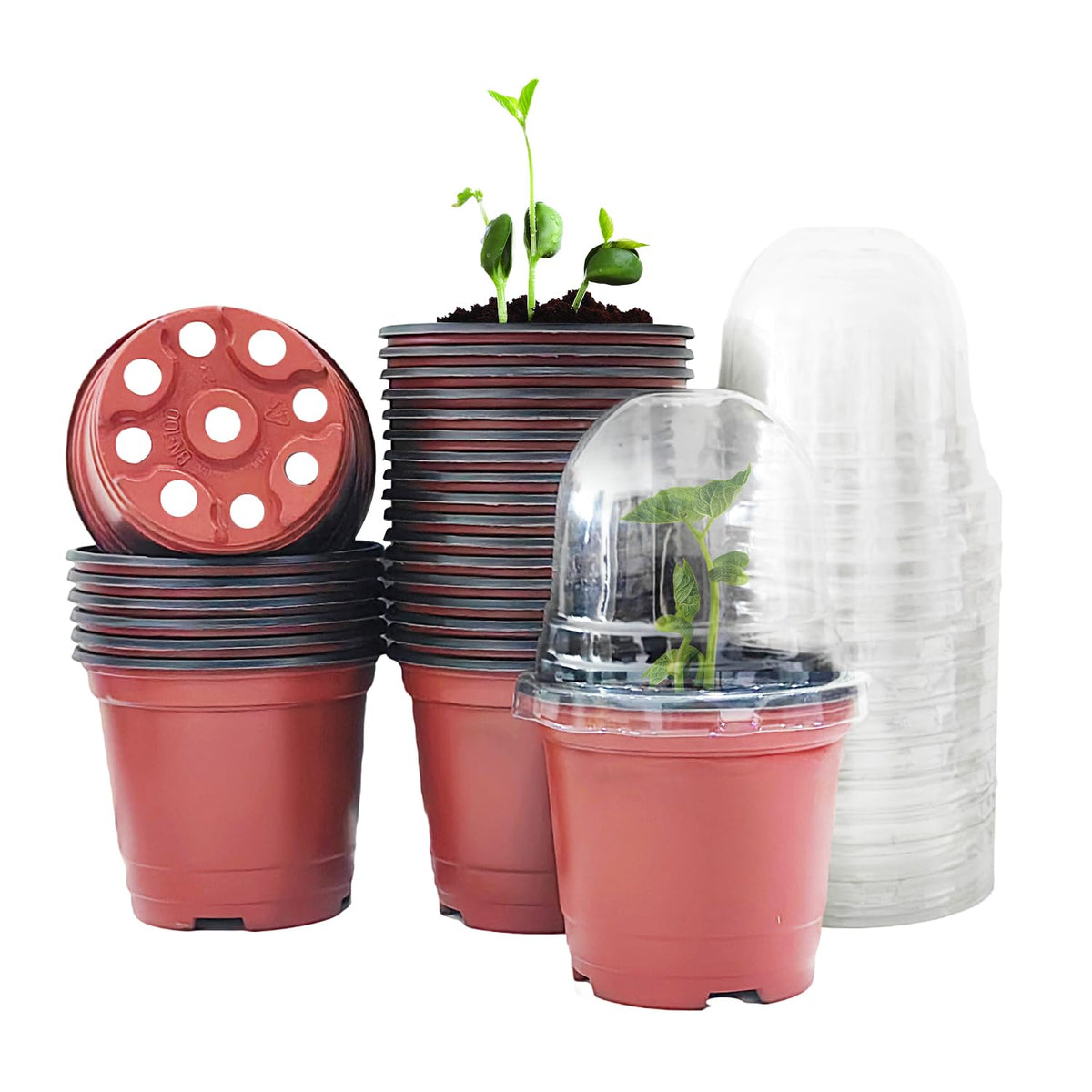 RooTrimmer 4-inch red nursery pots for seedling starting and drainage