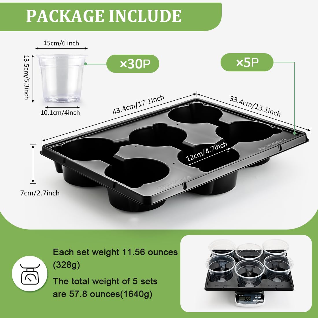 RooTrimmer 6-cell round tray showing organized, spill-free seedling transport.