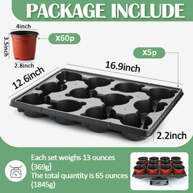 RooTrimmer 60 pots in trays simplifies organized seedling setup and transport.