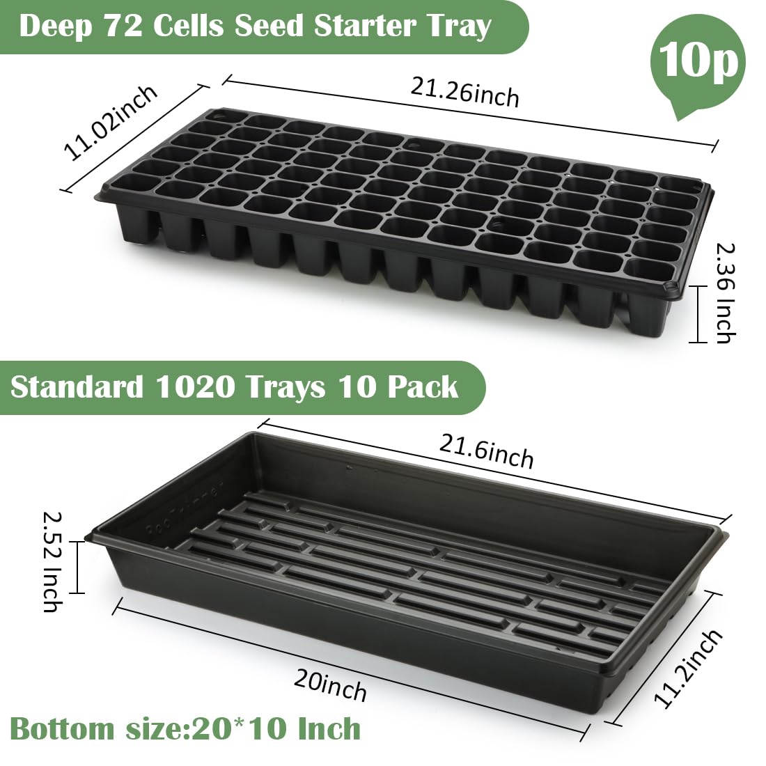 RooTrimmer 72-cell seed starter tray enables organized sowing and uniform germination.