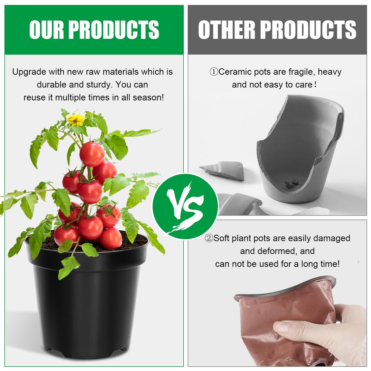RooTrimmer pot with eight drainage holes enhances healthy watering.