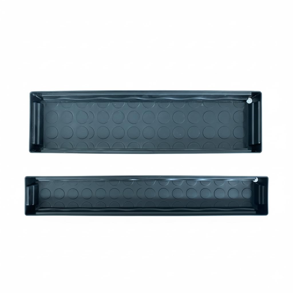 RooTrimmer black saucer tray complements indoor plant setups.