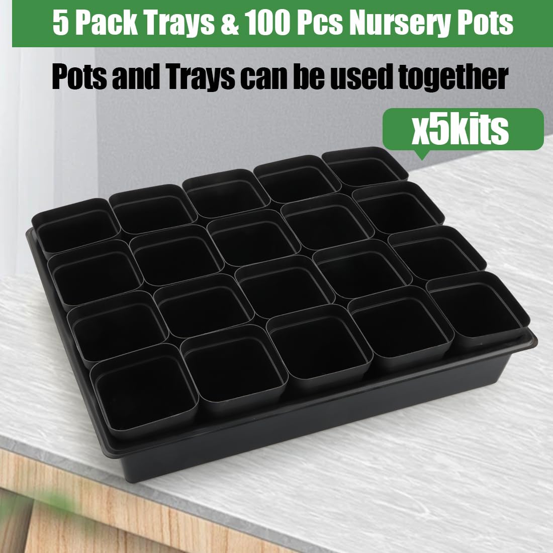 RooTrimmer BPA-free square nursery pots durable and reusable