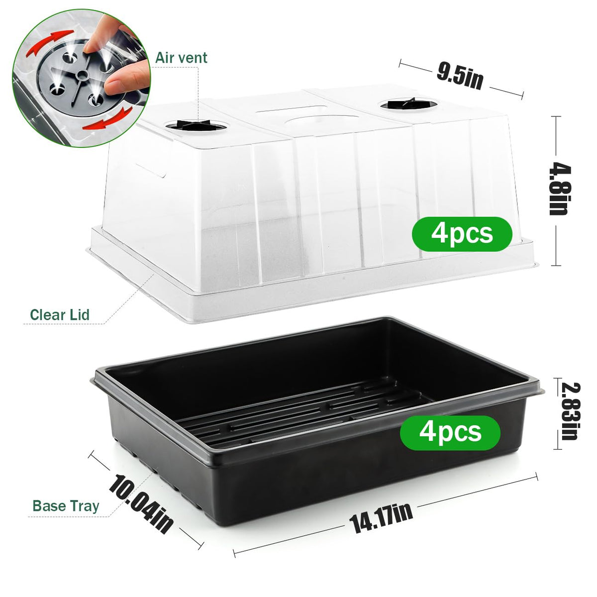RooTrimmer clear humidity dome with vents controls airflow and moisture for faster growth.
