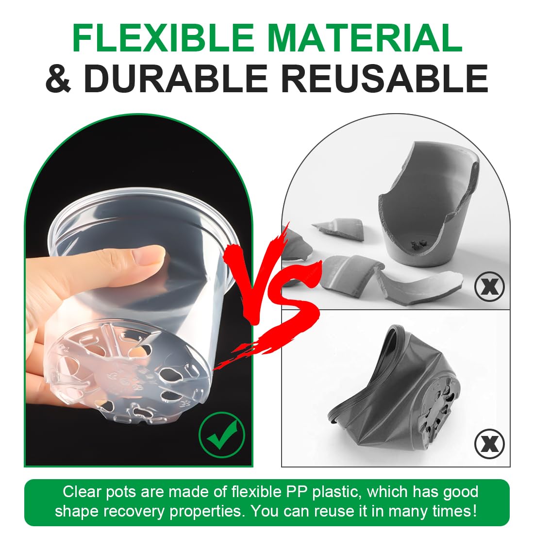 RooTrimmer clear pot is durable and easy to clean for repeated use.