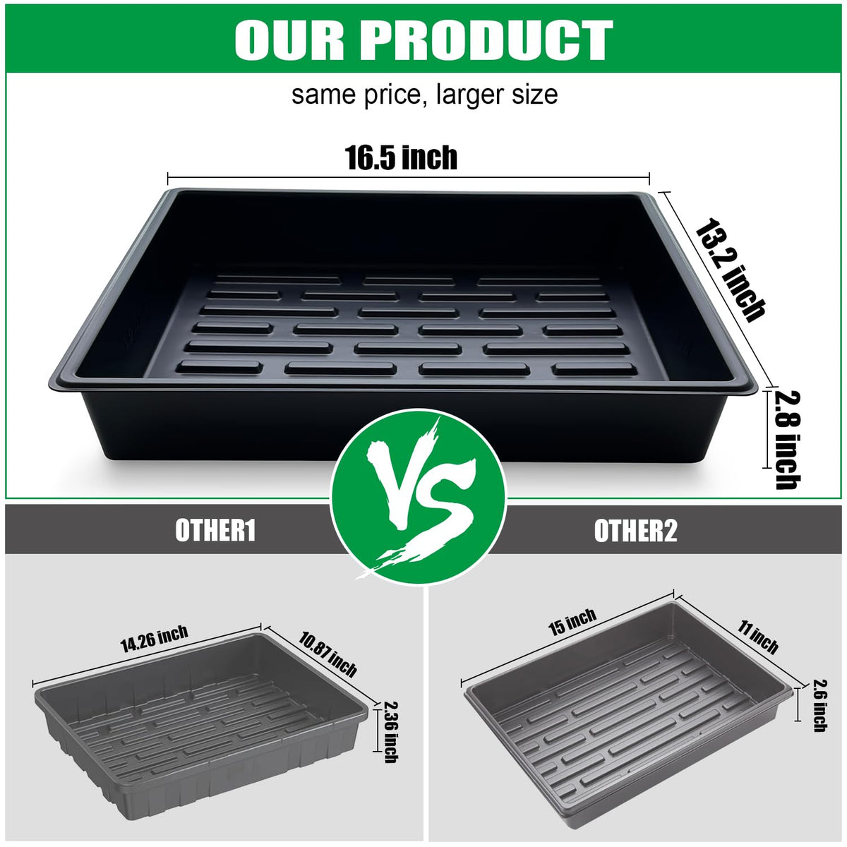 RooTrimmer deeper tray design keeps soil and water contained during setup.