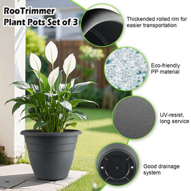 RooTrimmer durable lightweight plastic planter for long-lasting outdoor use.