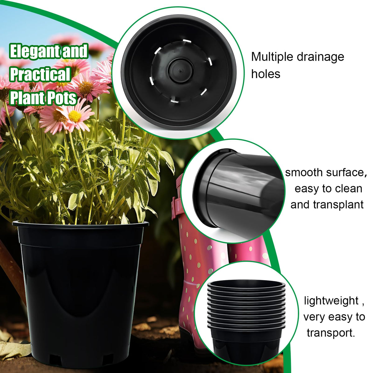 RooTrimmer durable plastic pot with textured surface for secure handling.