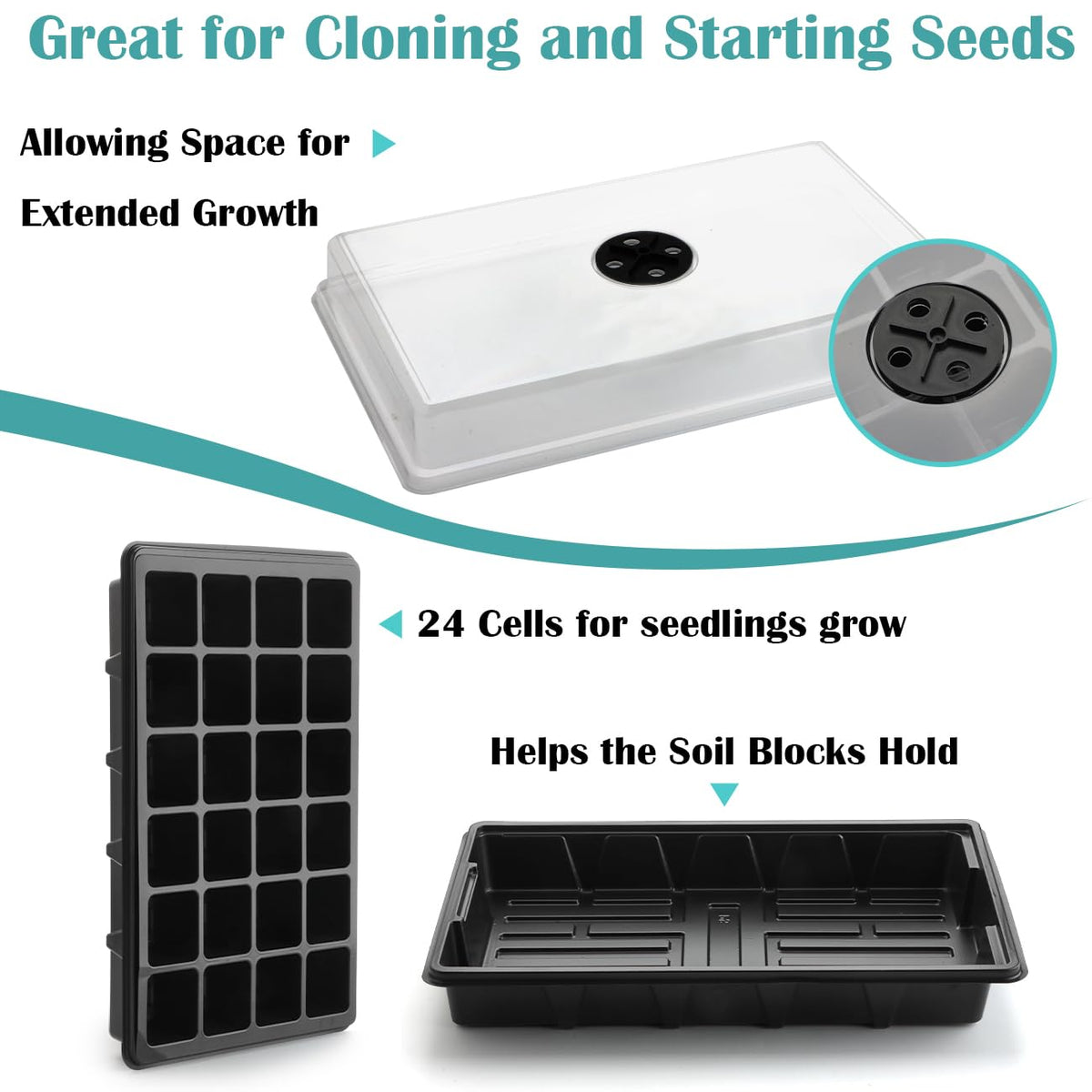 RooTrimmer easy-clean reusable tray for greenhouse setups.