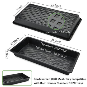 RooTrimmer edge-armrest tray showing sturdy grip for secure handling during plant setup.