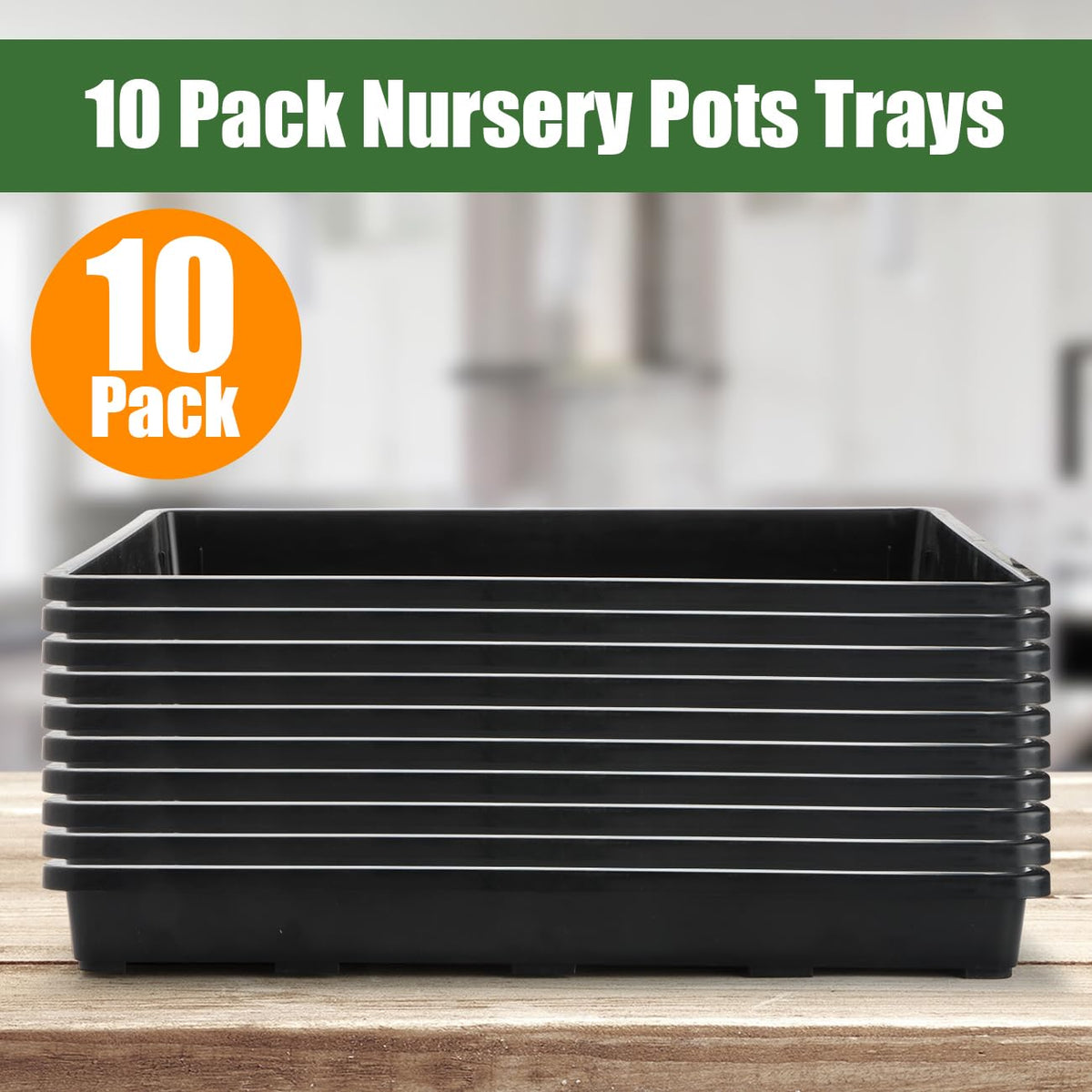 RooTrimmer flat seedling trays showing 17x11x2 inch size for soil space