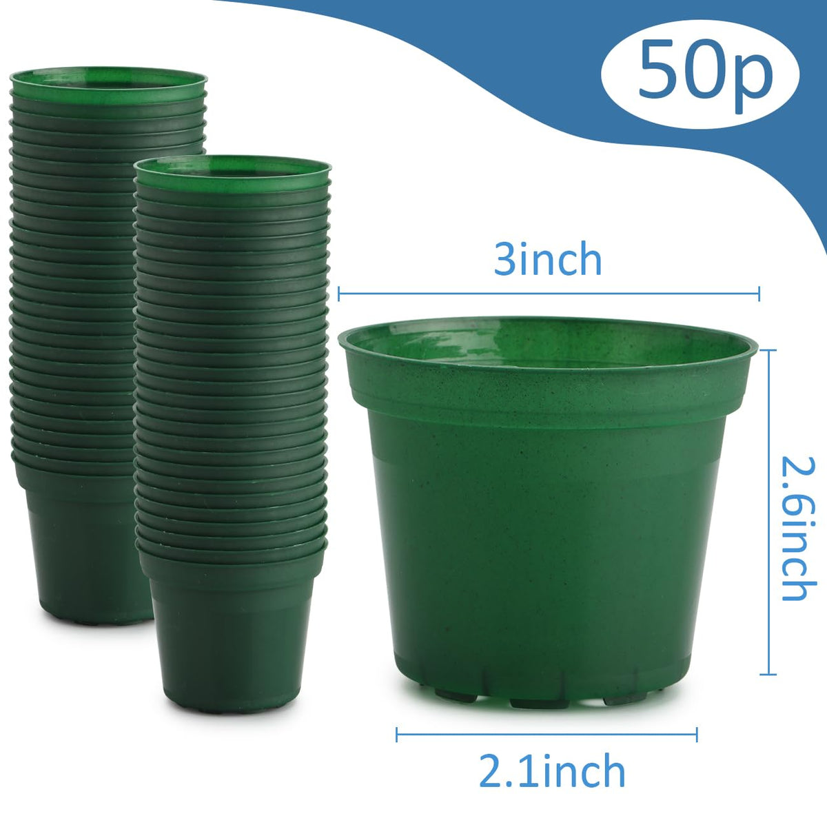 RooTrimmer green 3-inch seedling pot with raised base supports root health.