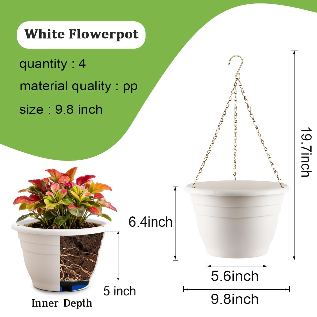 RooTrimmer hanging planter with drainage holes promotes healthy moisture management for plants.
