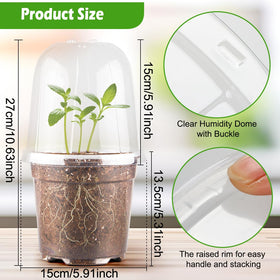 RooTrimmer humidity dome with secure buckle keeps pots stable during use.