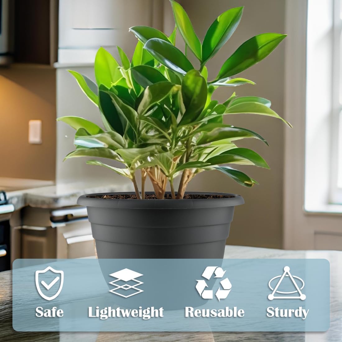 RooTrimmer indoor-outdoor-grey pot is versatile for living rooms, balconies, and patios.