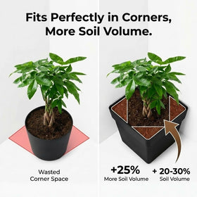 RooTrimmer indoor/outdoor planter adapts to shelves, balconies, and porches.