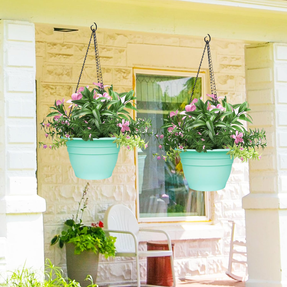 Indoor/outdoor planter set suitable for herbs, flowers, and vegetables.