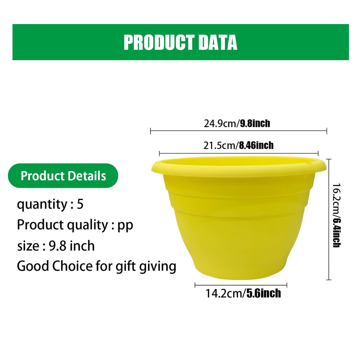 RooTrimmer Lightweight yet stable yellow planter, side view for easy rearrangement.