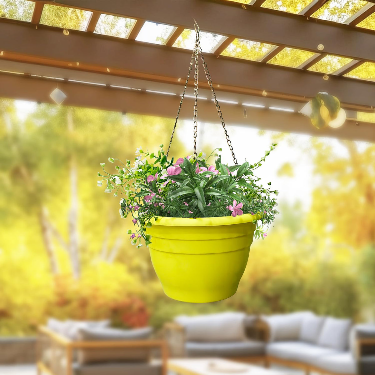 RooTrimmer Modern matte yellow planter, great for contemporary décor.