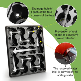 RooTrimmer thick black nursery pots arranged securely in trays