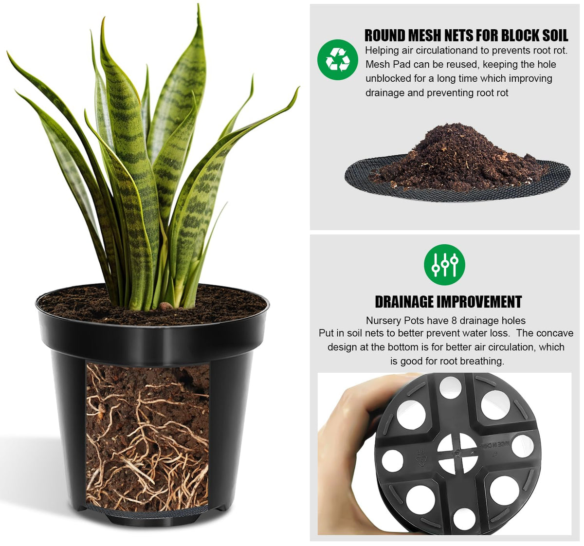 RooTrimmer PP plastic pot offers heat resistance for edible plants.
