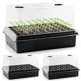 RooTrimmer seed starter trays with a clear 5in dome for monitoring growth