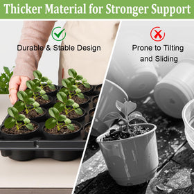 RooTrimmer seed starter trays featuring four corner drainage holes for moisture control