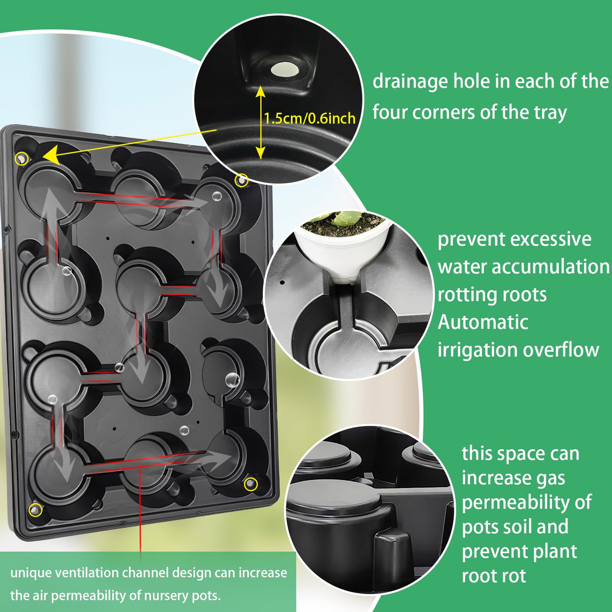 RooTrimmer seedling tray with drainage holes prevents overwatering