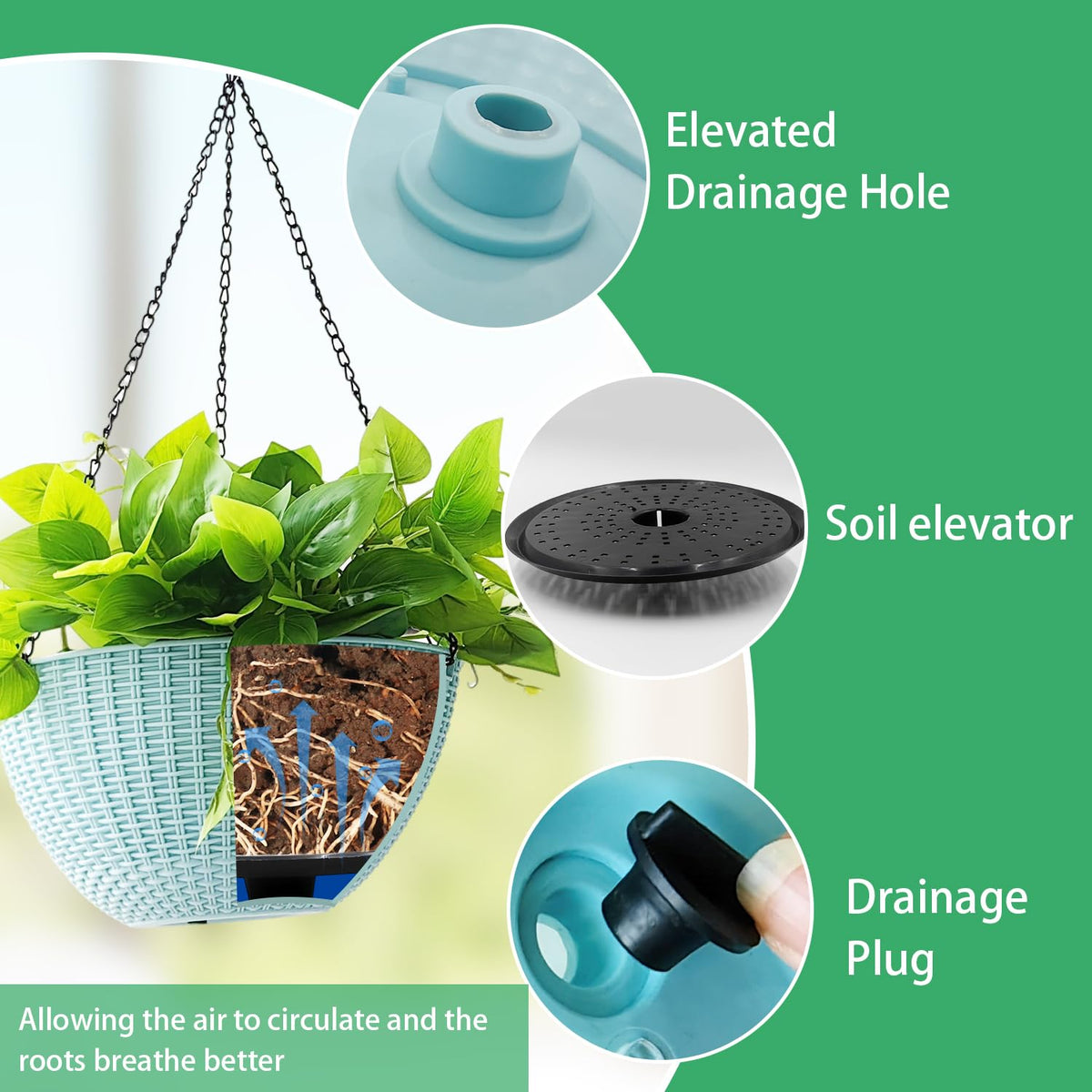 RooTrimmer self-watering tray close-up with elevated soil and reservoir