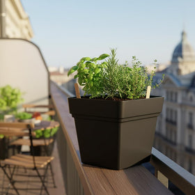 RooTrimmer sleek black planters elevate porch decor with a professional finish.