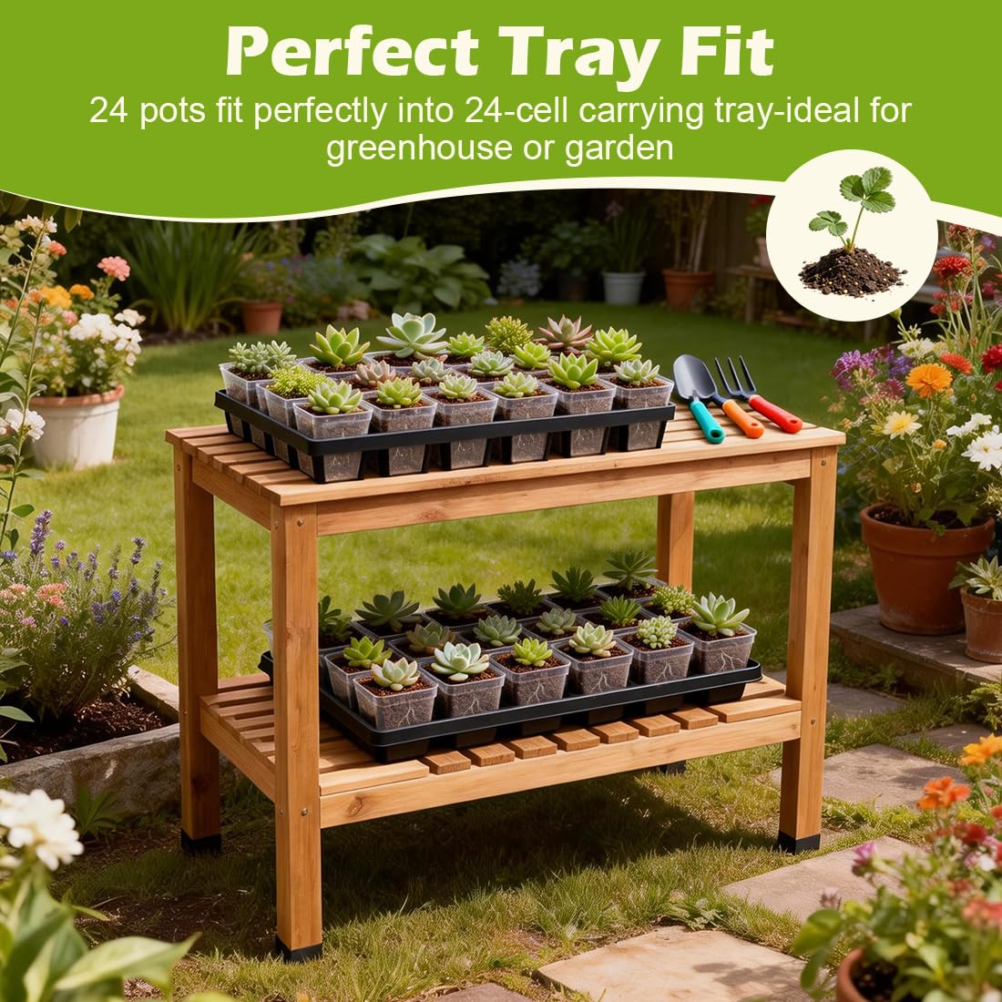 RooTrimmer square design saves space and fits neatly in trays for dense planting.