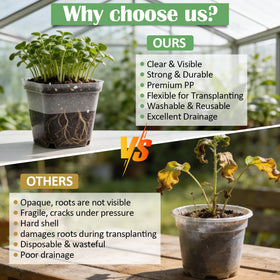 RooTrimmer square-design-holds-more-soil emphasizes larger roots in a compact footprint.