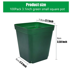 RooTrimmer square nursery pot in green, 3.15-inch, perfect for compact seedling setups.