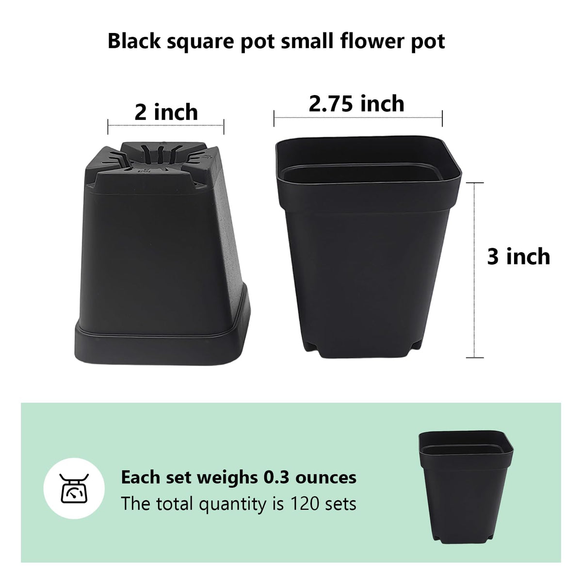 RooTrimmer square pot with drainage holes for healthy root growth