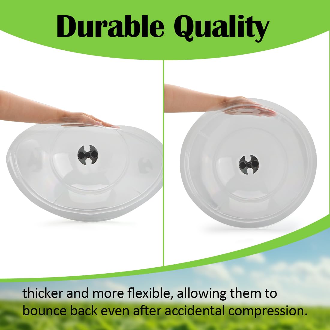 RooTrimmer wind-resistant dome secured on a pot in breeze