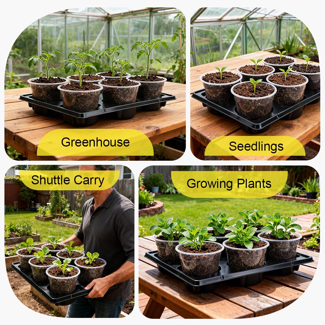 RooTrimmer stackable design saves space when storing pots and trays.