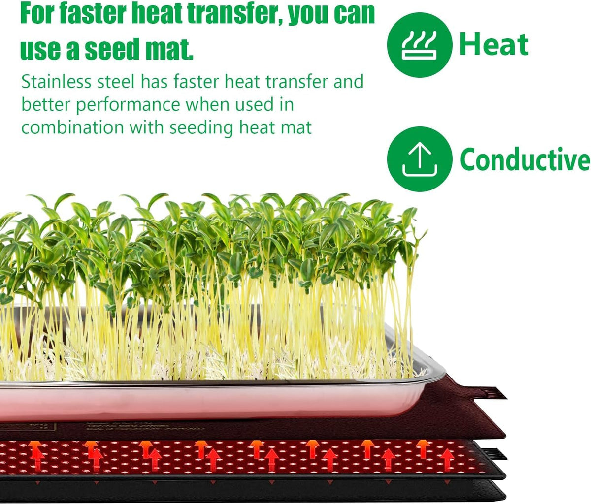 RooTrimmer stainless steel drip tray protecting surfaces while watering seedlings.
