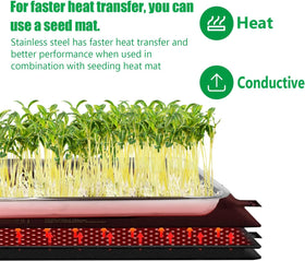 RooTrimmer stainless steel drip tray protecting surfaces while watering seedlings.