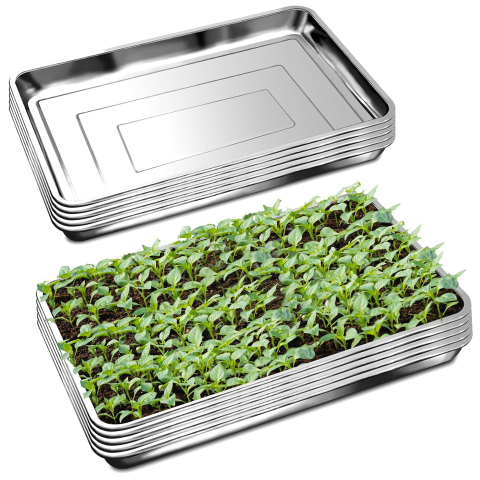 RooTrimmer stainless steel seedling tray 10-pack shown for durable seed starting in nurseries.
