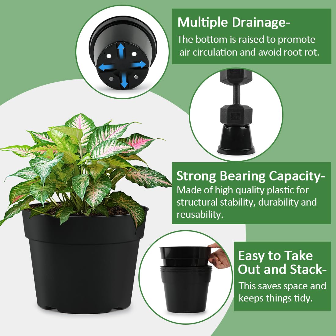 RooTrimmer thickened plastic nursery pot close-up shows durable material